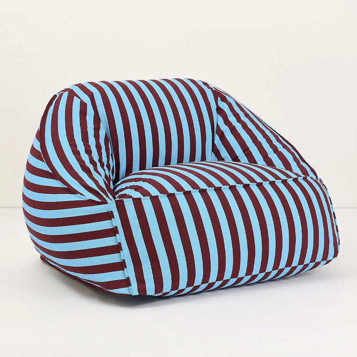 Ziggy Adult Armchair Beanbag in Burgundy Blue Stripes
