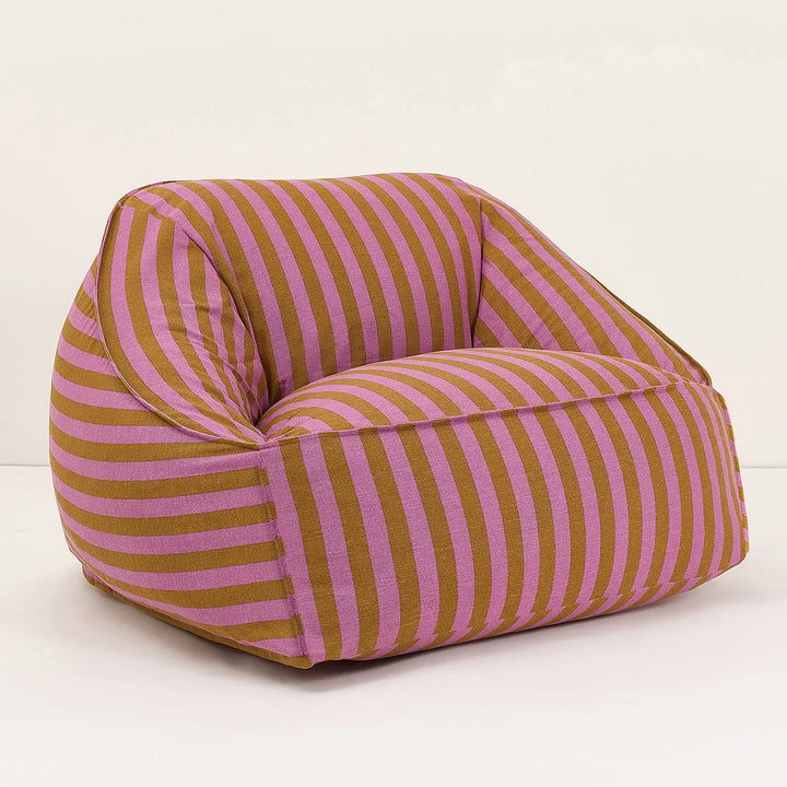 Ziggy Adult Armchair Beanbag in Pink Curry Stripes