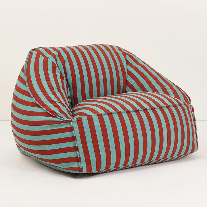 Ziggy Adult Armchair Beanbag in Red Teal Green Stripes