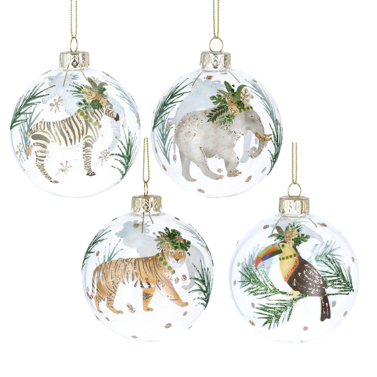 Set of Four Exotic Animals Baubles