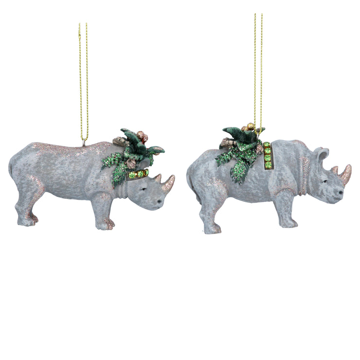Décoration de Noël avec rhinocéros tropical