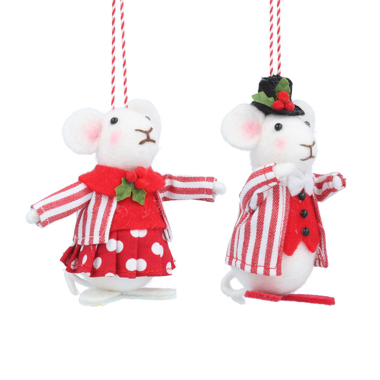 Mr & Mrs Festive Mouse Decoration