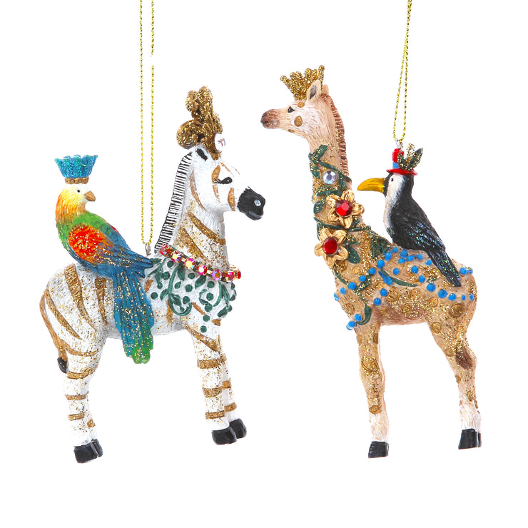 Exotic Zebra And Giraffe Christmas Decoration