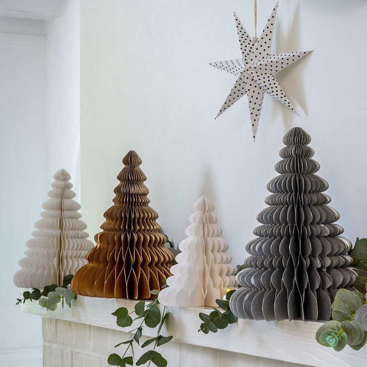 Pair Of White Honeycomb Christmas Tree Decorations