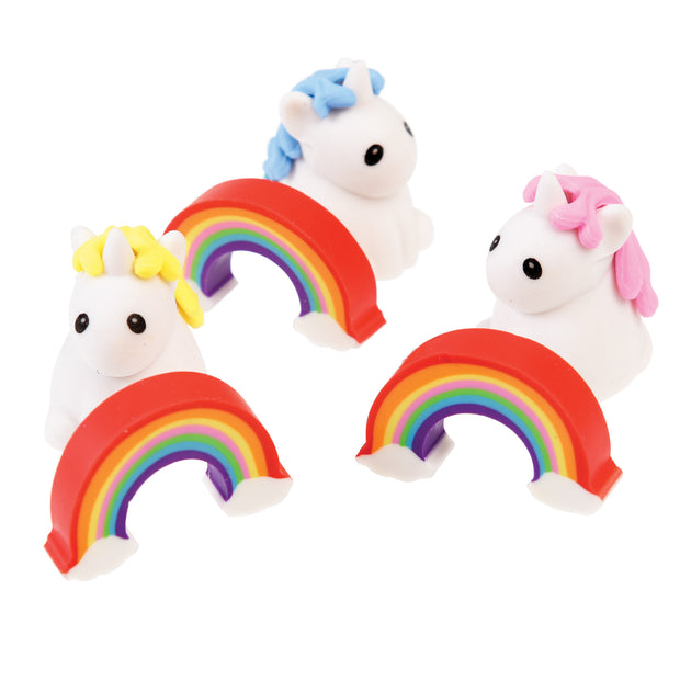 Set of Two Unicorn And Rainbow Erasers