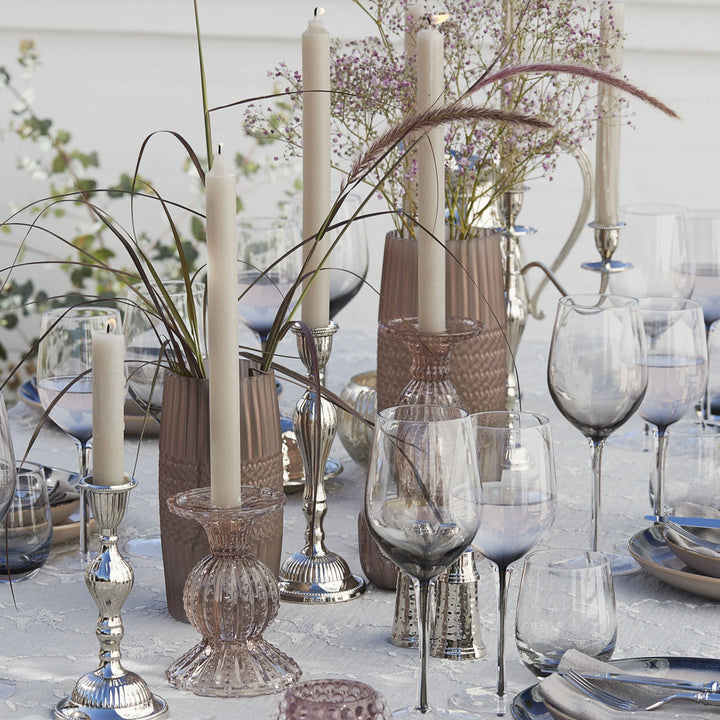 Pink Miya lysestage i presset glas