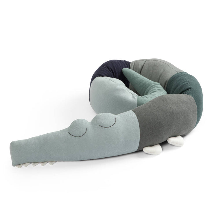 Hazy Blue Giant Sleepy Croc Cushion / Cot Bumper