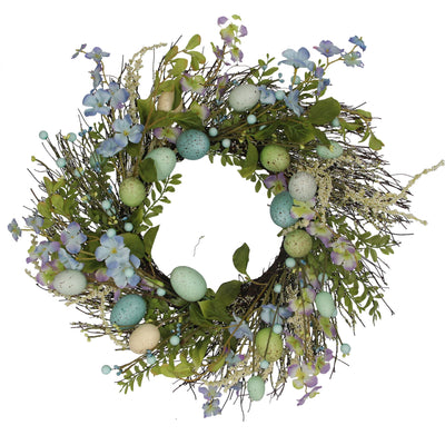 Easter Floral Wreath with Coloured Eggs