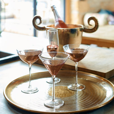 Pair Of Dipped Rose Gold Coupe Glasses