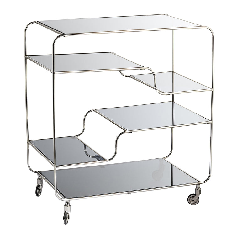 Silver & Smoked Grey Glass Bar Cart