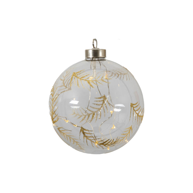 Gold Feather Etched LED Bauble