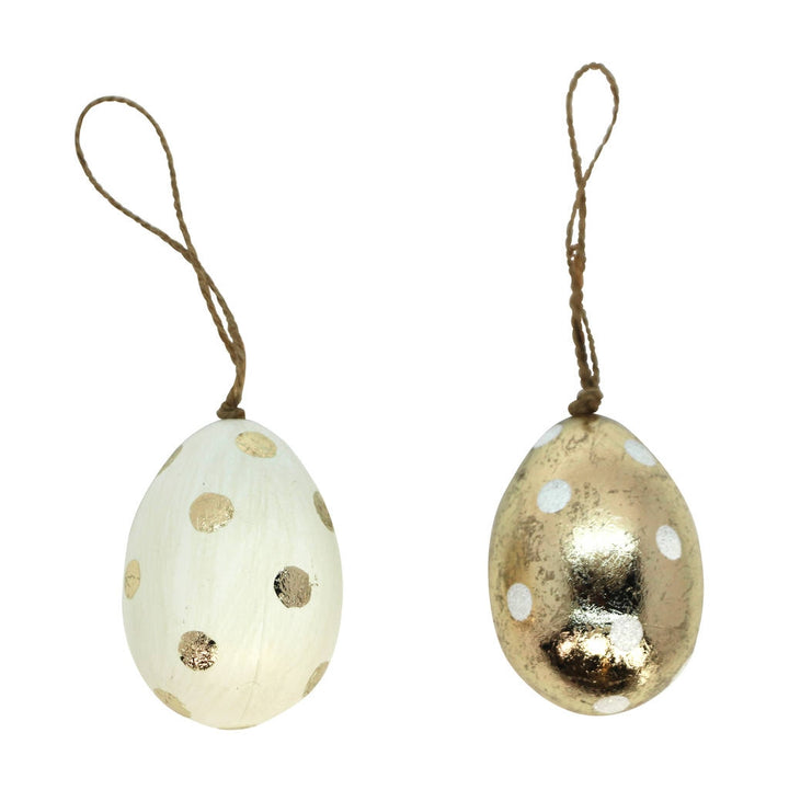 Sæt med seks guldpolkaprikkede påskeæg