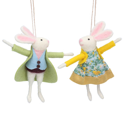 Décoration à suspendre de Pâques Mr et Mrs Bunny
