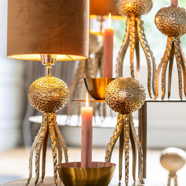 Octopus Table Lamp with Caramel Shade