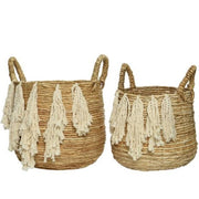 Raffia Basket With Tassels