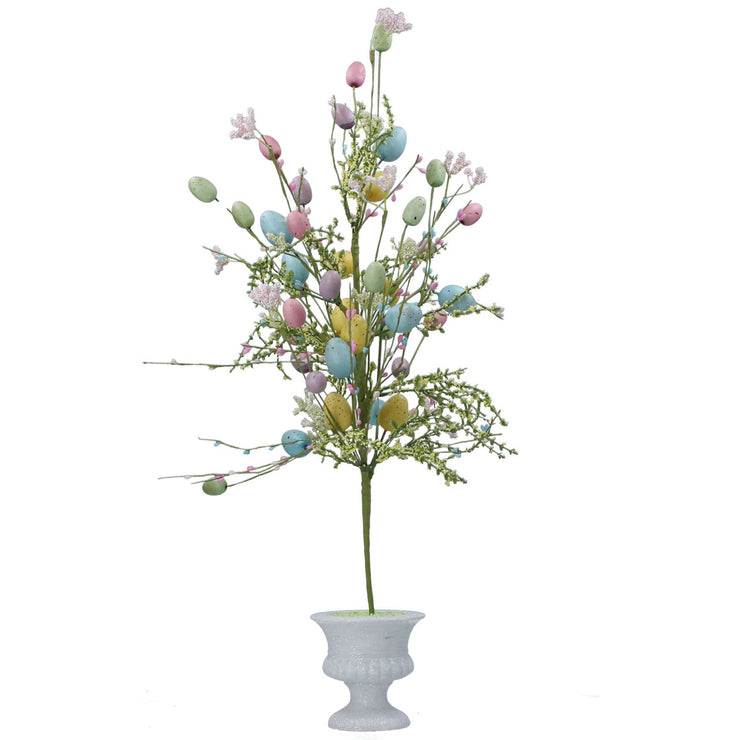 Easter Tree With Pastel Eggs In Ceramic Pot
