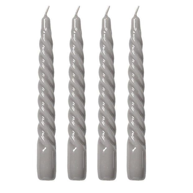 Set Of Four Twisted Taper Candles - Dove Grey