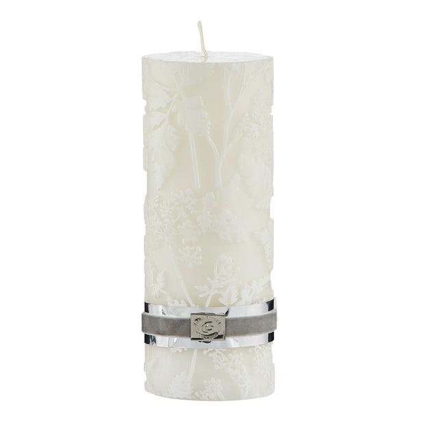 Etched Floral Candle - Ivory