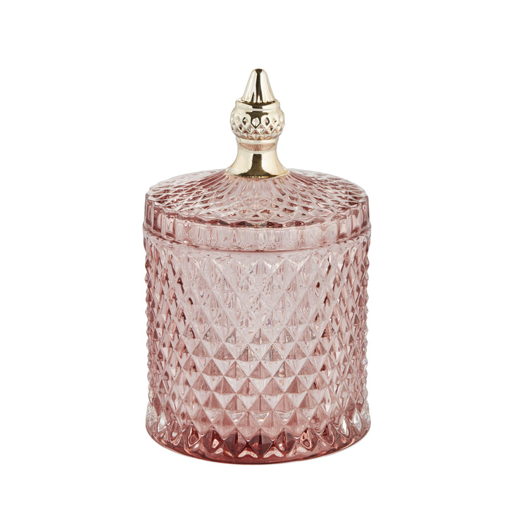 Rose Pink Pressed Glass Jar