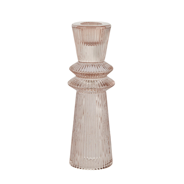 Pale Pink Fluted Glass Candle Stick