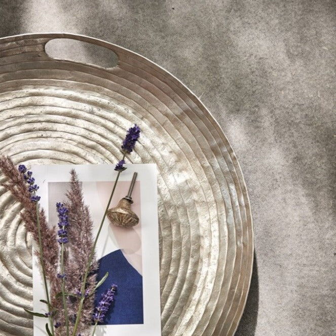 Marcia Metal Serving Tray in Pale Gold