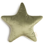 Velvet Aristote Star Cushion in Olive Green by Nobodinoz