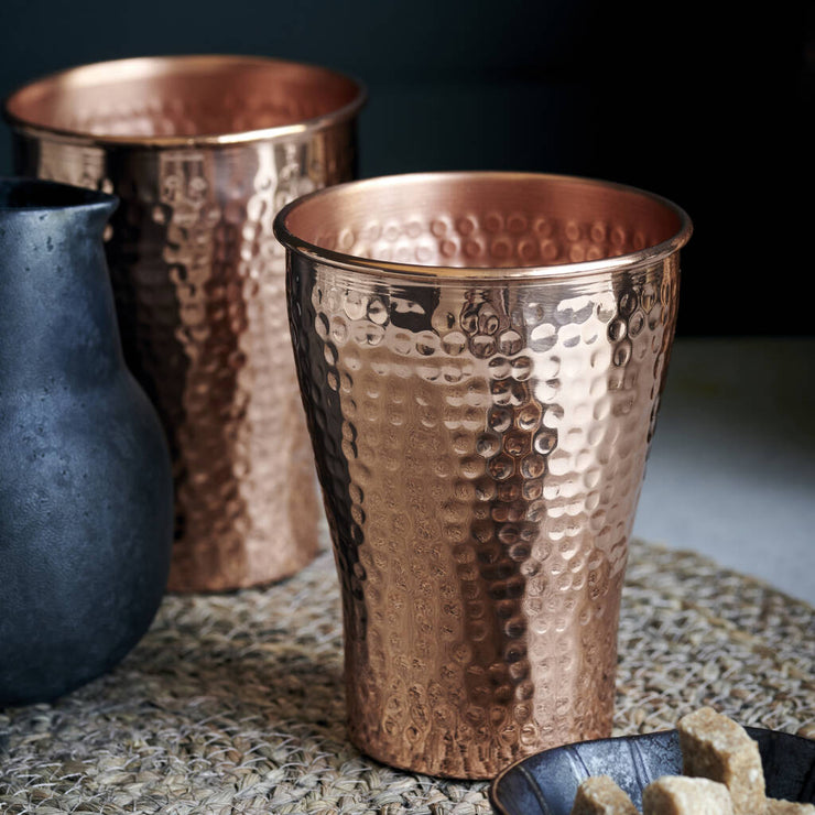 Pair Of Hammered Copper Tumblers