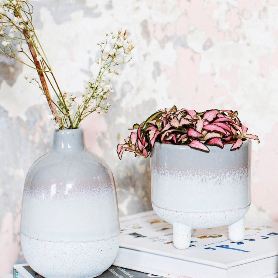 Glaseret Ombre plantekasse i grå