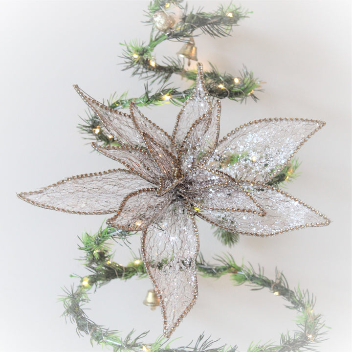 Gold Glitter Poinsettia Decoration