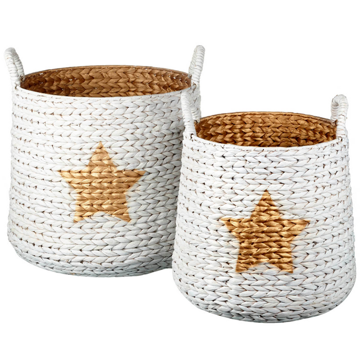 Gold Rattan Star Storage Baskets