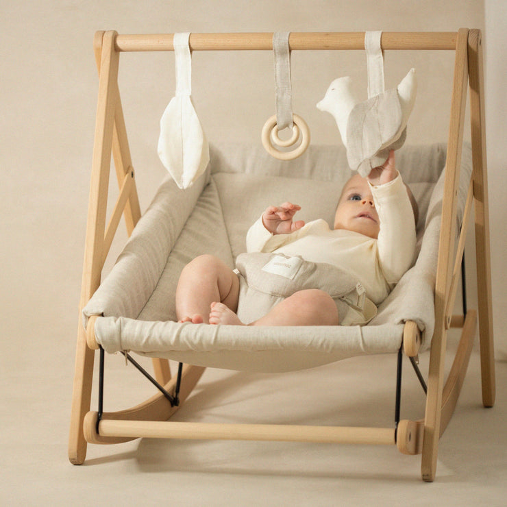 Lin Francais Baby Bouncer with Greige Linen Cover by Nobodinoz