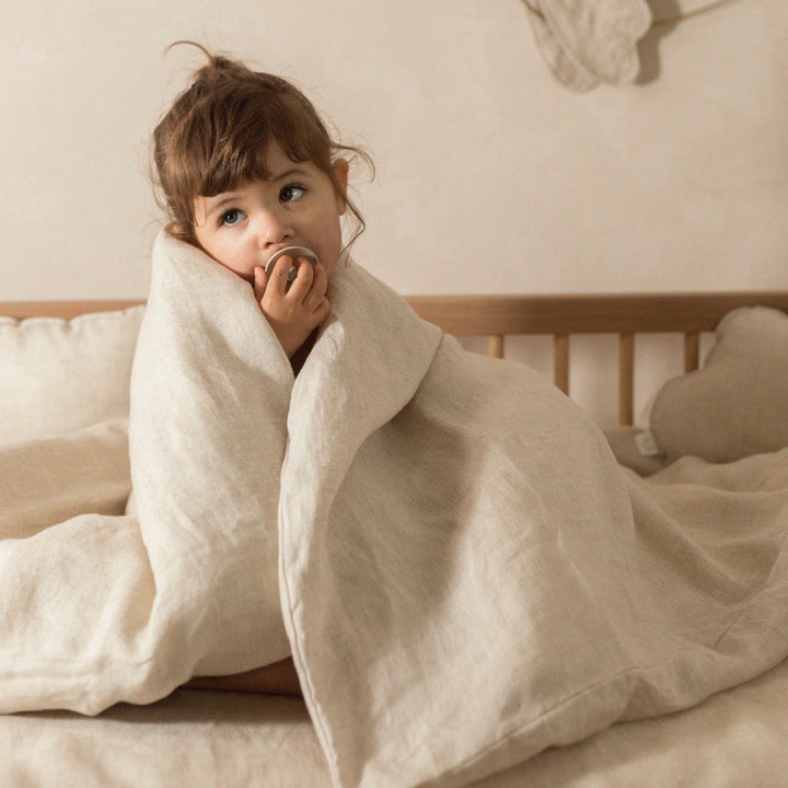 Lin Francais Cot Size Dynebetræk i Greige fra Nobodinoz