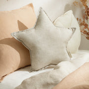 Lin Francais Star Cushion in Greige by Nobodinoz