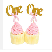 Number ' One' Gold Cake Toppers