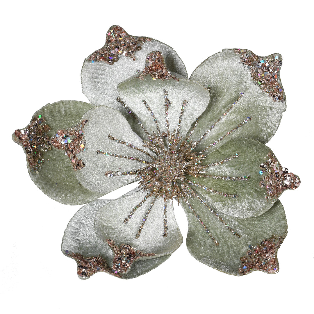 Pale Sage Clip On Magnolia Decoration