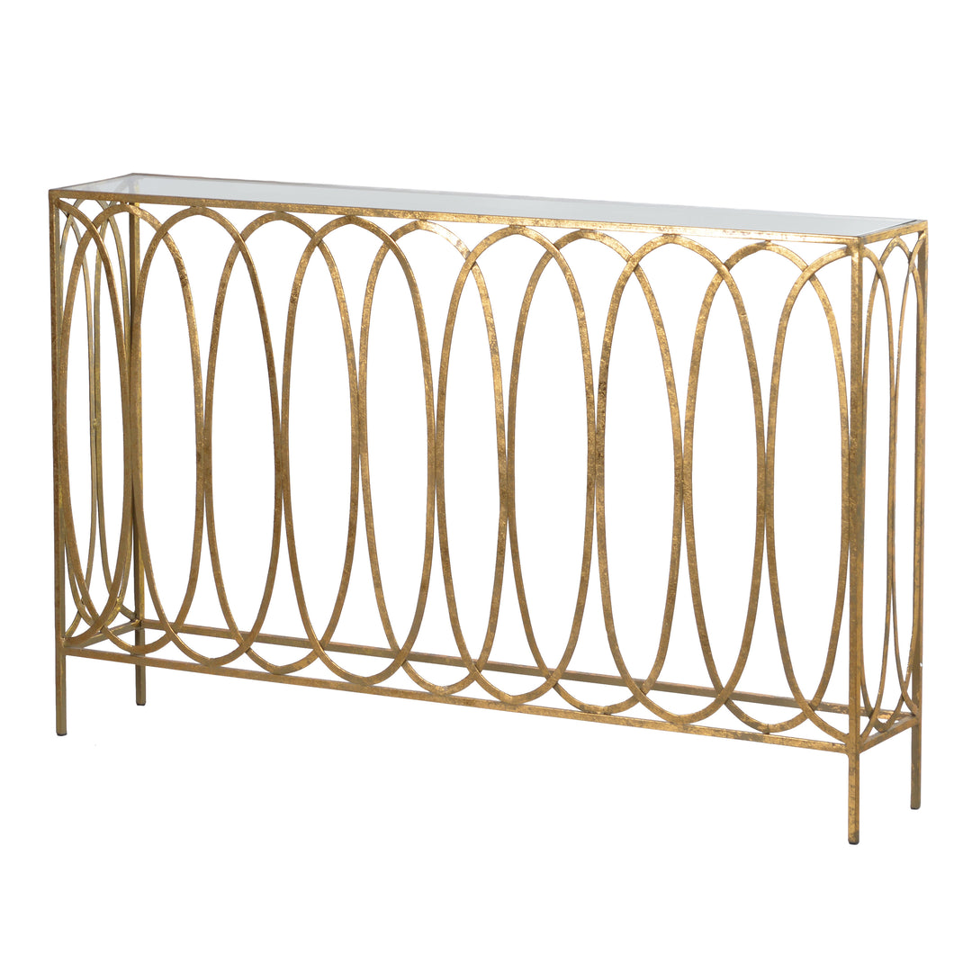 Gold slim console table coach house 