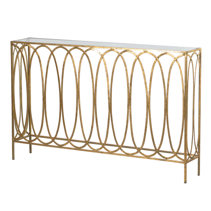 Gold slim console table coach house 