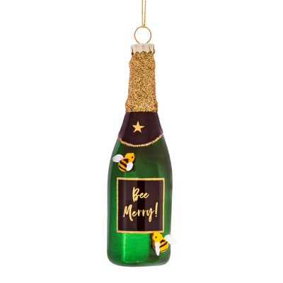 'Bee Merry' champagneflaske juledekoration