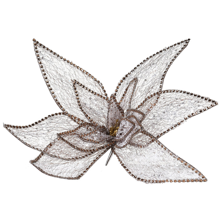 Gold Glitter Poinsettia Decoration