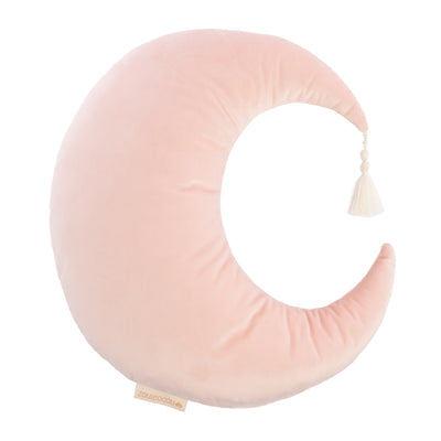 Velvet Pierrot Moon Cushion in Bloom Pink by Nobodinoz