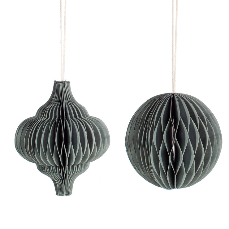 Set Of Two Grey Honeycomb Paper Baubles