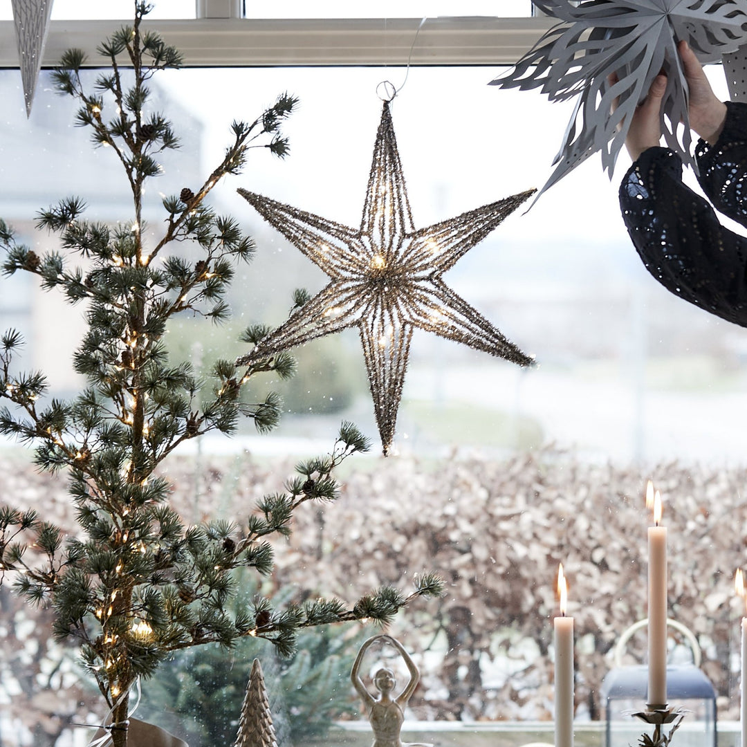 Guld LED Tinsel Star Dekoration