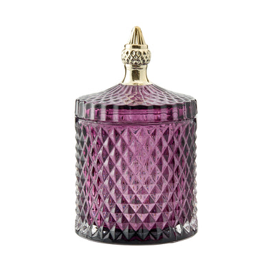 Magenta Pressed Glass Storage Jar