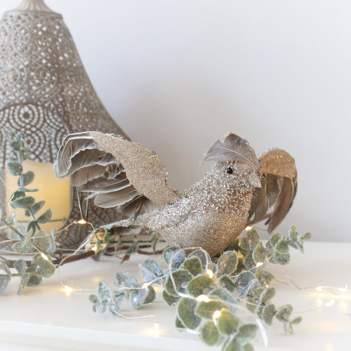 Glitter klip på fugle dekoration