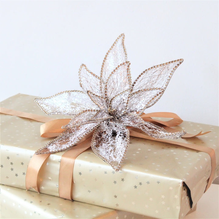 Gold Glitter Poinsettia Decoration