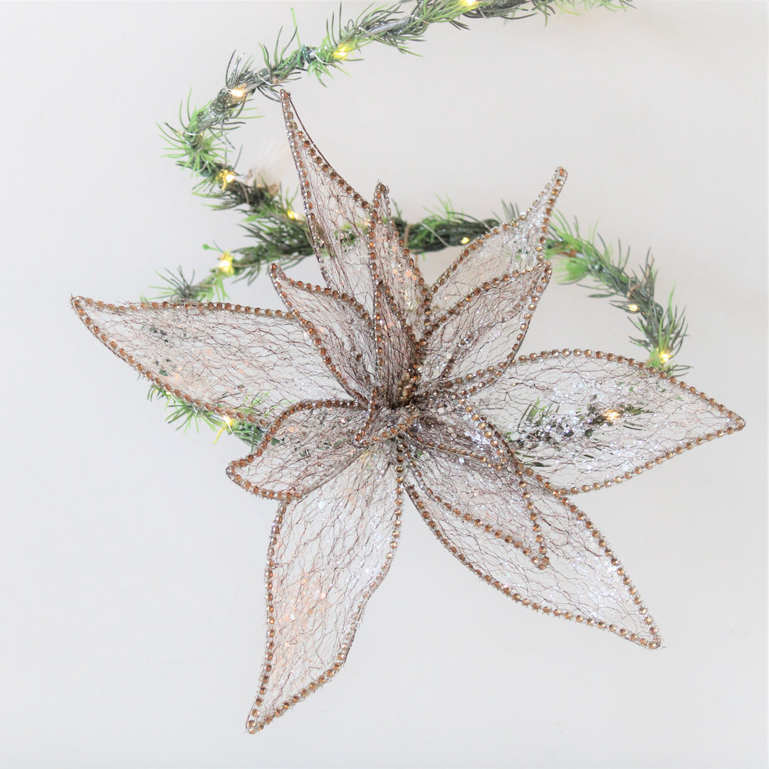 Gold Glitter Poinsettia Decoration