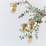 Set Of Eight Gold Acorn Decorations