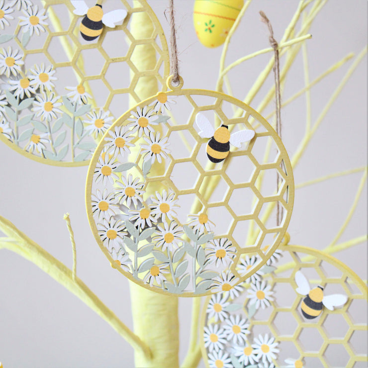 Set Of 2 Wooden Honeycomb Decorations