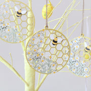 Sæt med to honeycomb-dekorationer af træ