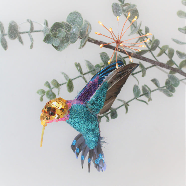 Set of Three Sequin Hummingbird Decorations